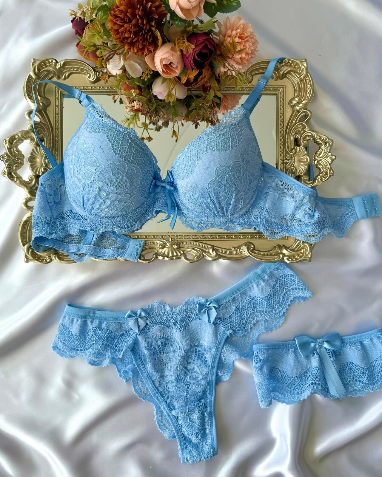 CONJUNTO CLARITA (FIO DUPLO RENDADO) COM PERNEIRA - Imagem 2