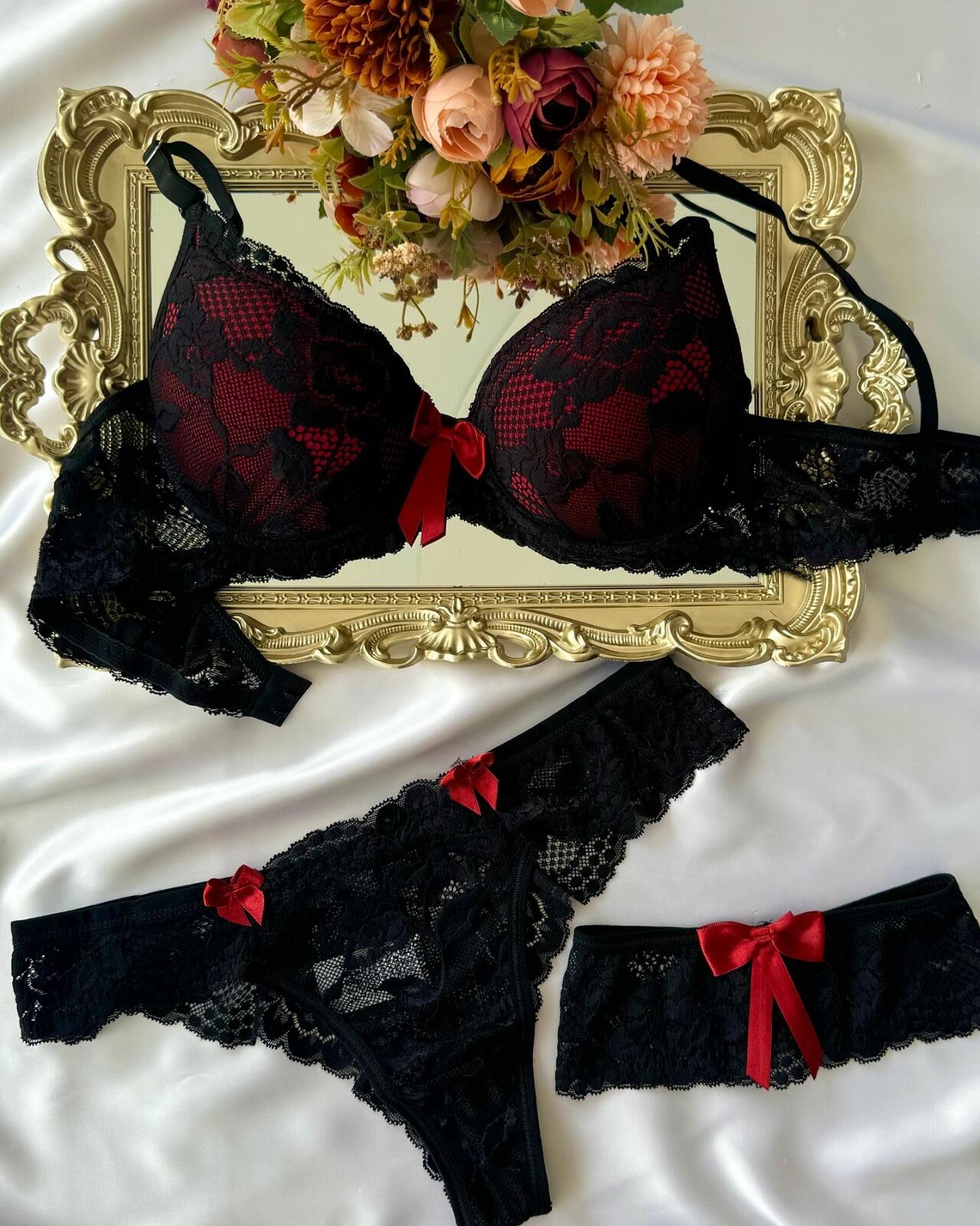 CONJUNTO CLARITA (FIO DUPLO RENDADO) COM PERNEIRA - Imagem 3