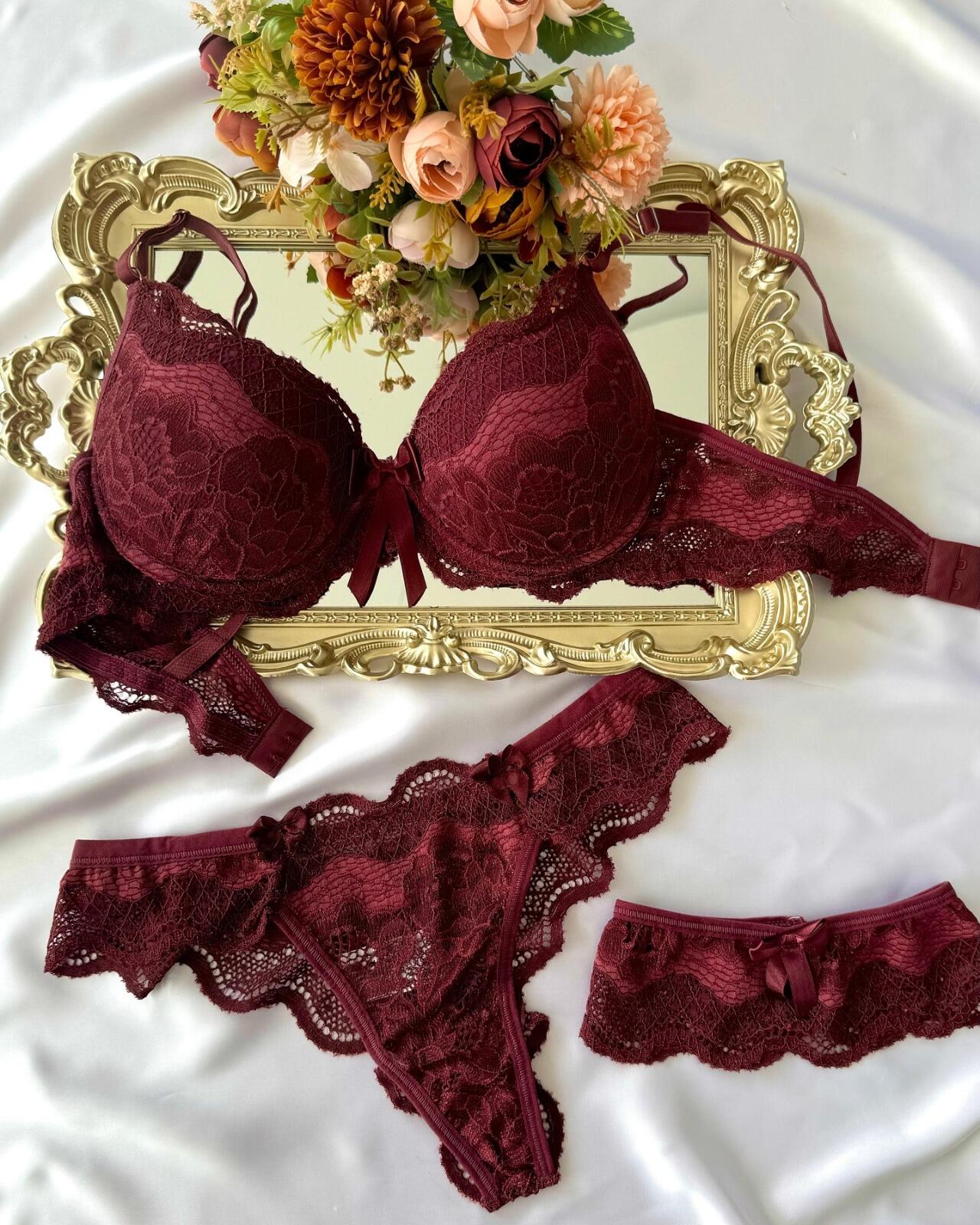 CONJUNTO CLARITA (FIO DUPLO RENDADO) COM PERNEIRA - Imagem 4