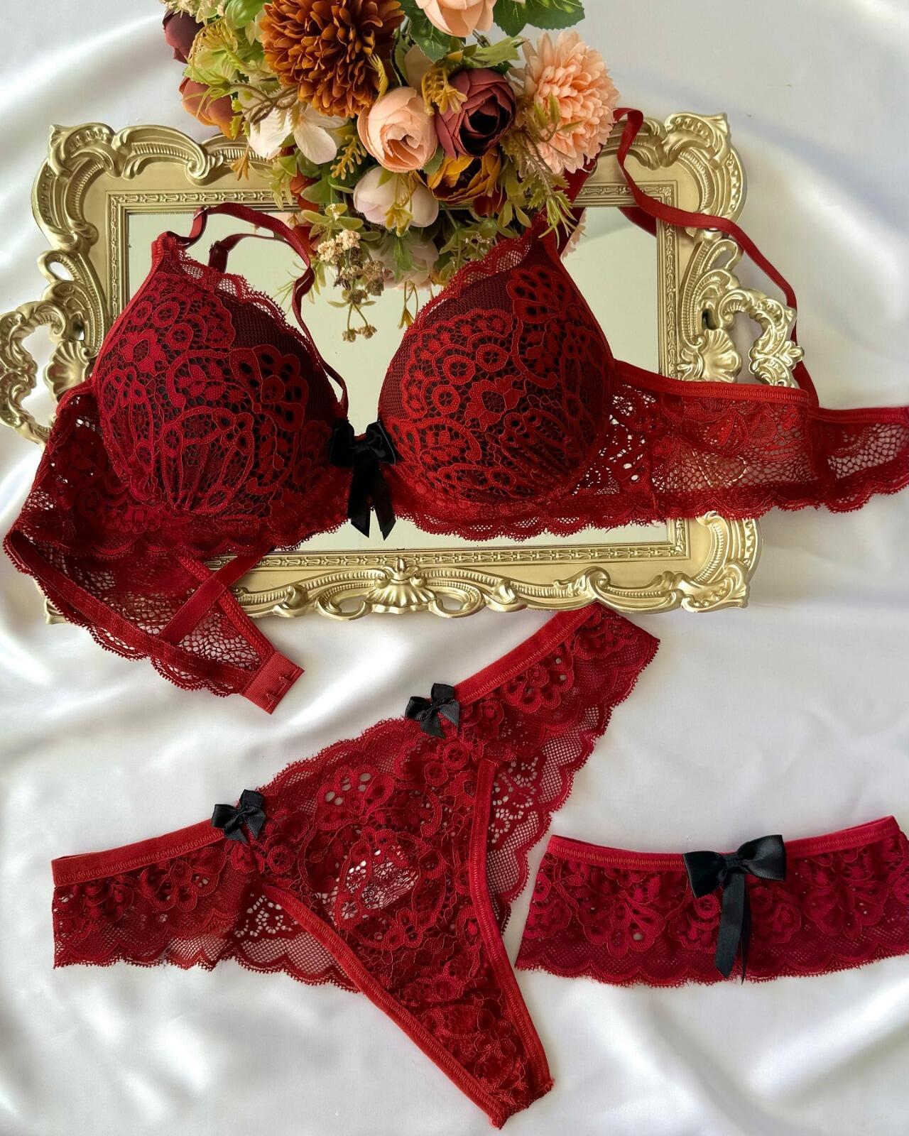 CONJUNTO CLARITA (FIO DUPLO RENDADO) COM PERNEIRA - Imagem 5