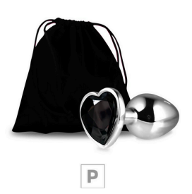 PLUG DE METAL P CORAÇÃO - PEDRA PRETA