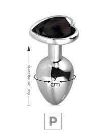 PLUG DE METAL P CORAÇÃO - PEDRA PRETA - Imagem 2
