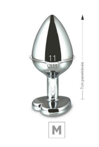 PLUG DE METAL M CORAÇÃO - PEDRA ROSA - Imagem 2