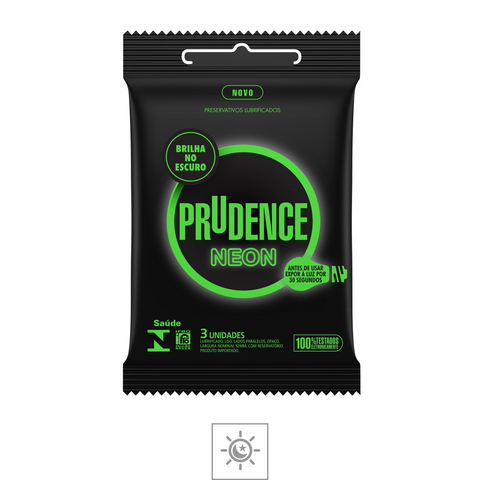 PRESERVATIVO PRUDENCE NEON BRILHA NO ESCURO 3UN - PADRÃO