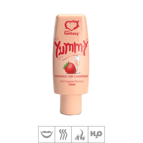GEL COMESTÍVEL YUMMY HOT 15ML - MORANGO C/ CHAMPAGNE